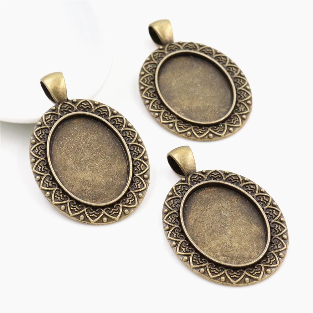 10 Stück 18x25mm Innenmaß Ovaler Anhänger Cabochon Leere Basis Fassung Fassungsschale DIY Halskette Schmuckherstellung Zubehör Fundstücke