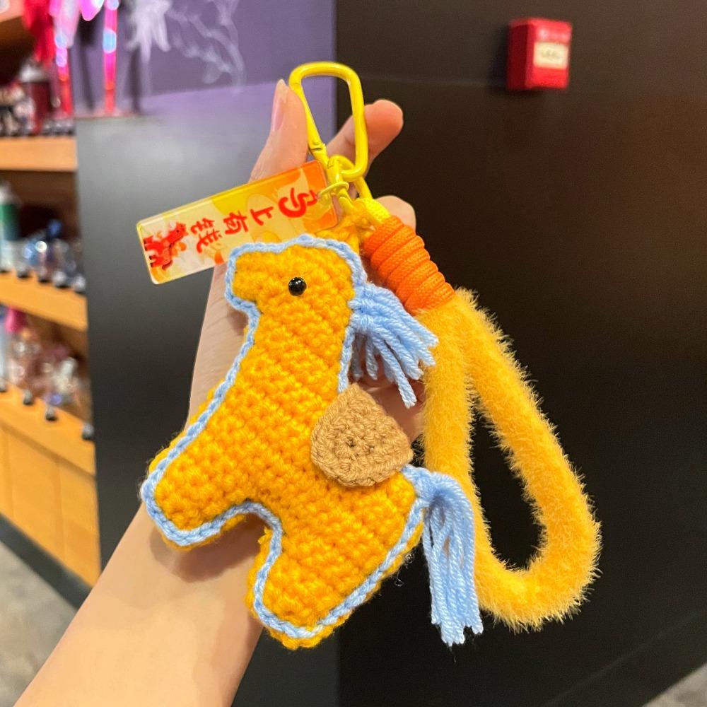 Handmade Pony Keychain Knitting Wool Horse Pendant Bag Pendant Zodiac Key Ring  New Year Gift