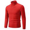 Men's High Neck Sweater Solid Color Pullover Knitted Warm Casual Turtleneck Sweatwear Woolen Mens Winter Outdoor