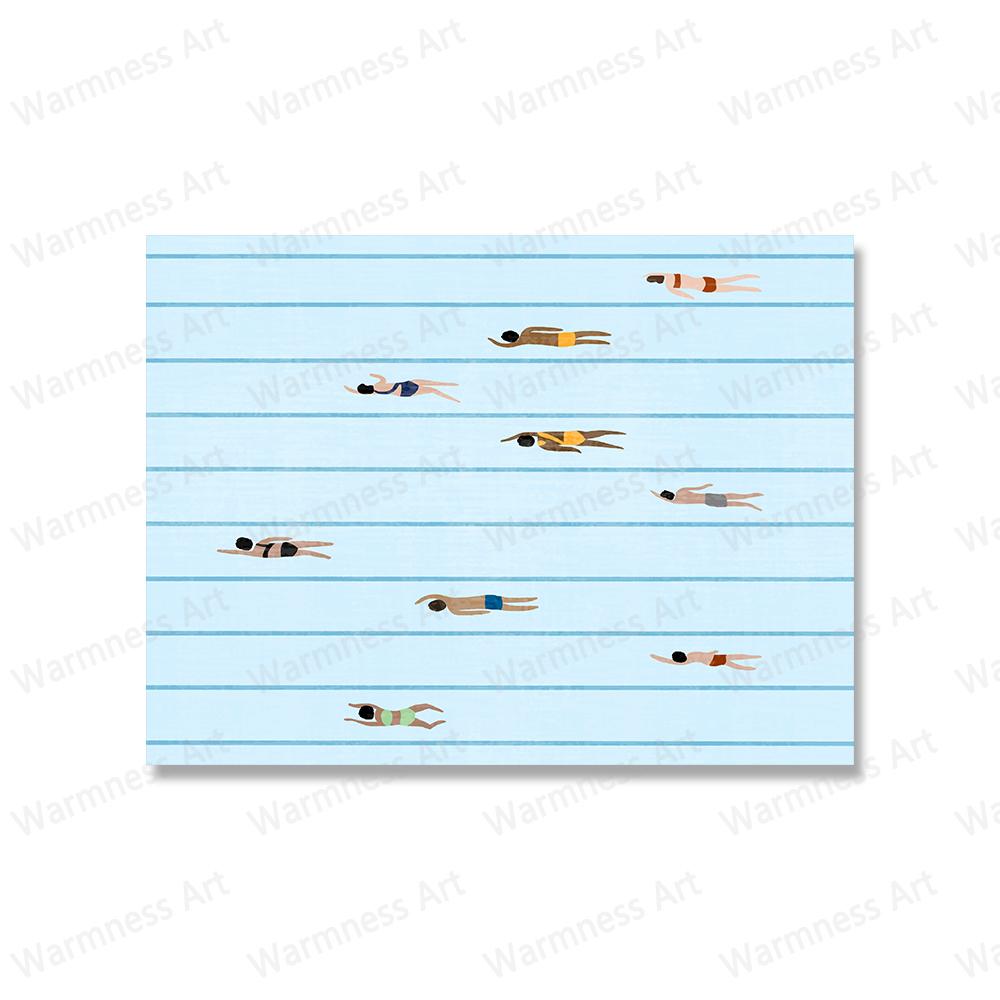 Nordic Abstract Wall Art Pictures Prints People Swimming In A Pool Canvas Painting Woman In Water Posters for Living Room Decor No Frame
