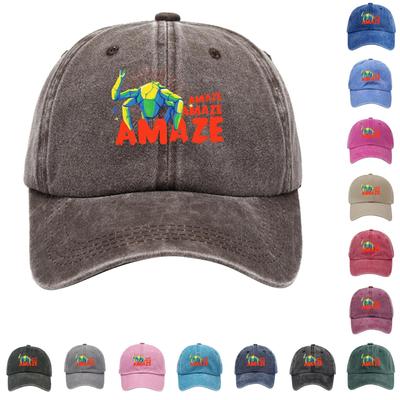 Washed Cotton Baseball Cap With Printed Distressed Soft Top Denim Hat For Men, European And American Retro Hat