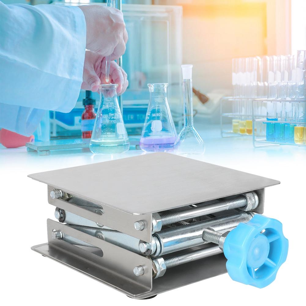 Support de table de laboratoire réglable manuellement en acier inoxydable Plateforme élévatrice de laboratoire Outil d'expérience