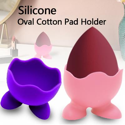 Porta spugnetta ovale in silicone, Porta spugnetta per il trucco a forma di uovo, Senza formaldeide, Leggero, Finitura grezza, Senza installazione