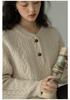 European Retro Cable Knit Wool Cardigan - Women's Early Spring Single-Breasted Sweater Coat
