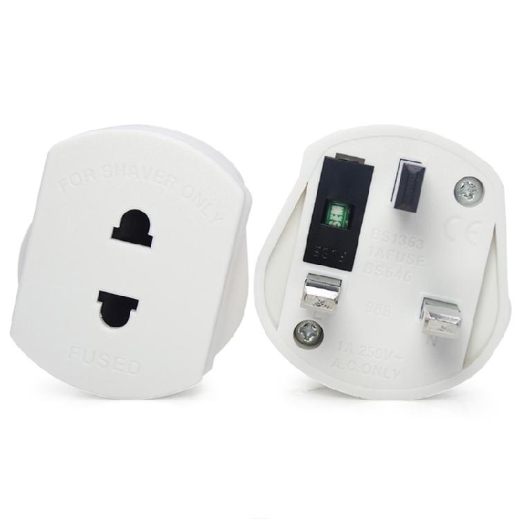 2-pinový na 3-pinový adaptér zásuvky pro elektrický holicí strojek - EU na UK konvertor - bílý