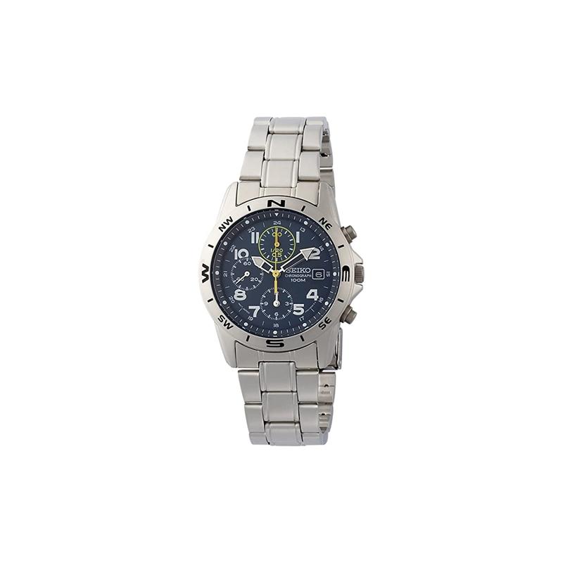 SEIKO 100m waterproof depth Quartz Steel Strap men s watch blue dial SND379P синий