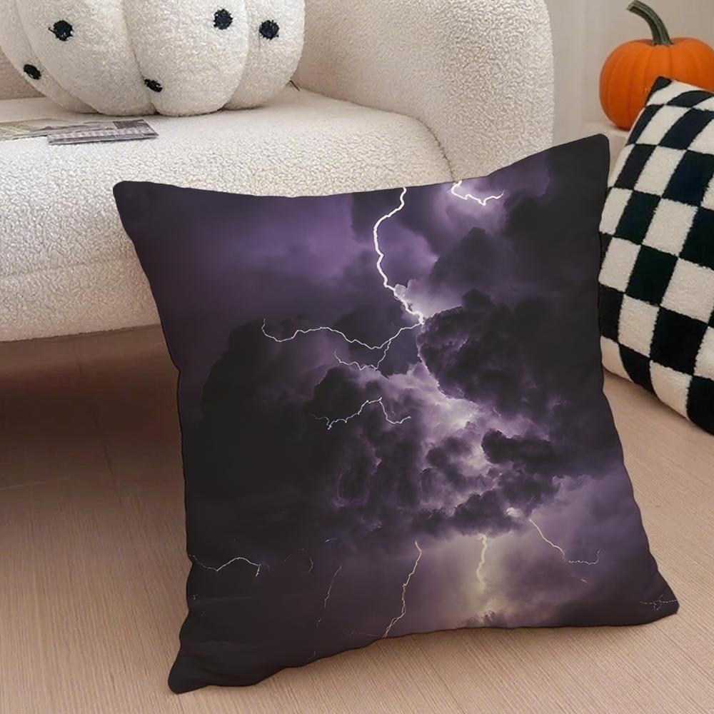 Lightning Cushion Cover Linen Pillow Case Soft Breathable Protective Couch Room Decoration