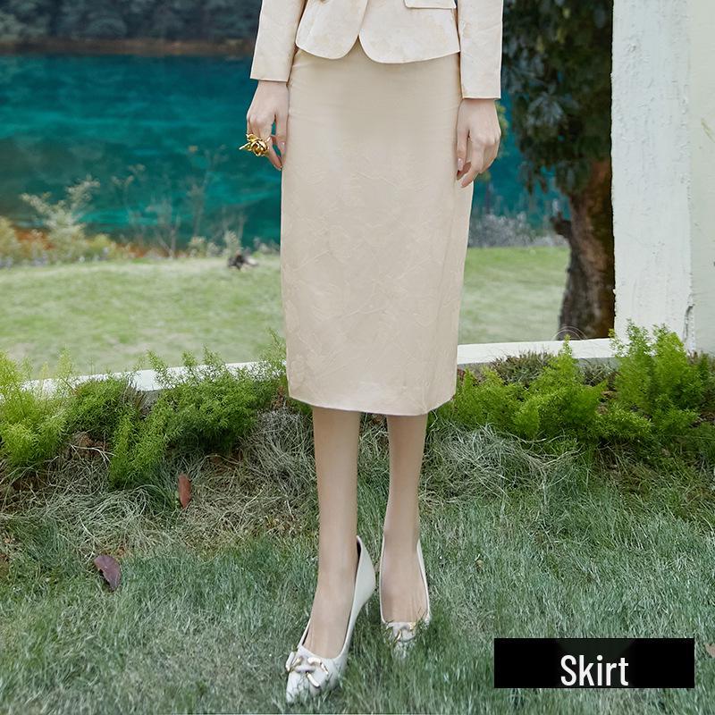 Элегантный Весенний Женский Роскошный Китайский Жаккардовый Комплект: Жакет и Юбка Large