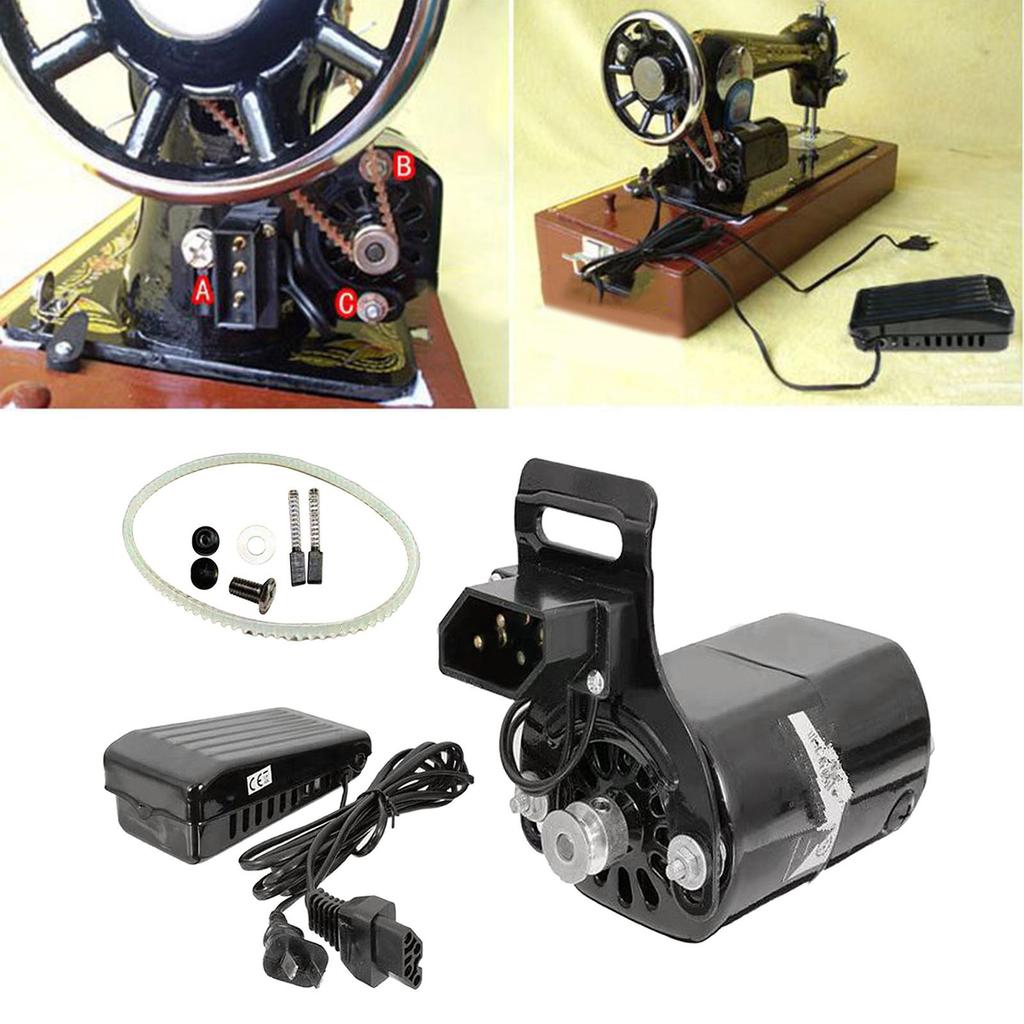 180W Household Old Sewing Machine Motor with Belt Sewing Foot Control Pedal Set Handmade Handecrafts Accessories (US Plug)