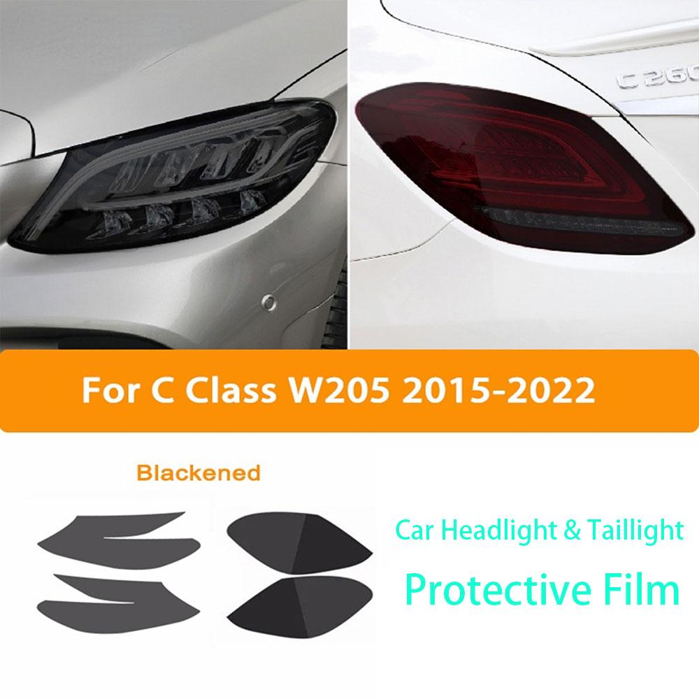Car Headlight Tint Black Protective Film Protection Transparent TPU Sticker for Mercedes Benz C Class W204 W205 2011-On C63 AMG