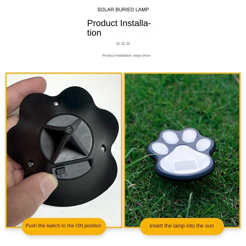 4Pcs Solar Dog Paw Print LED Lawn Light Outdoor Waterproof Garden Decorative Stake Light