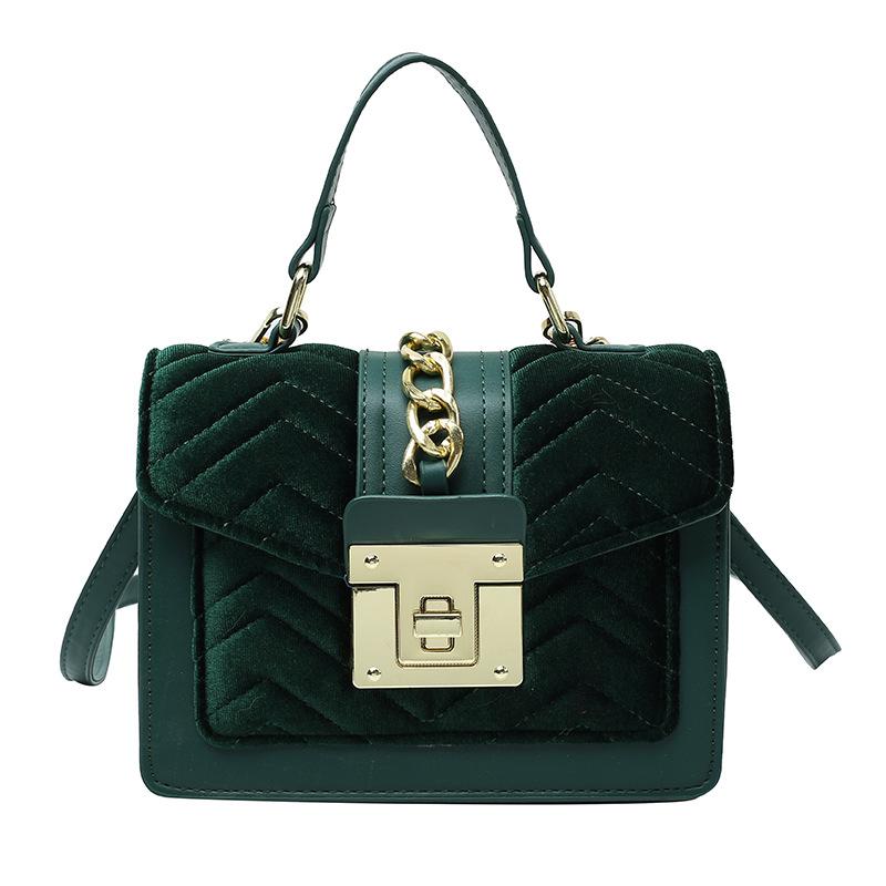velvet handbag women's new light luxury small square bag niche design portable oblique span bag