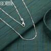 925 Sterling Silver 16-30 Inch 2mm Three-way Side-swept Chain Necklace Wedding Jewelry