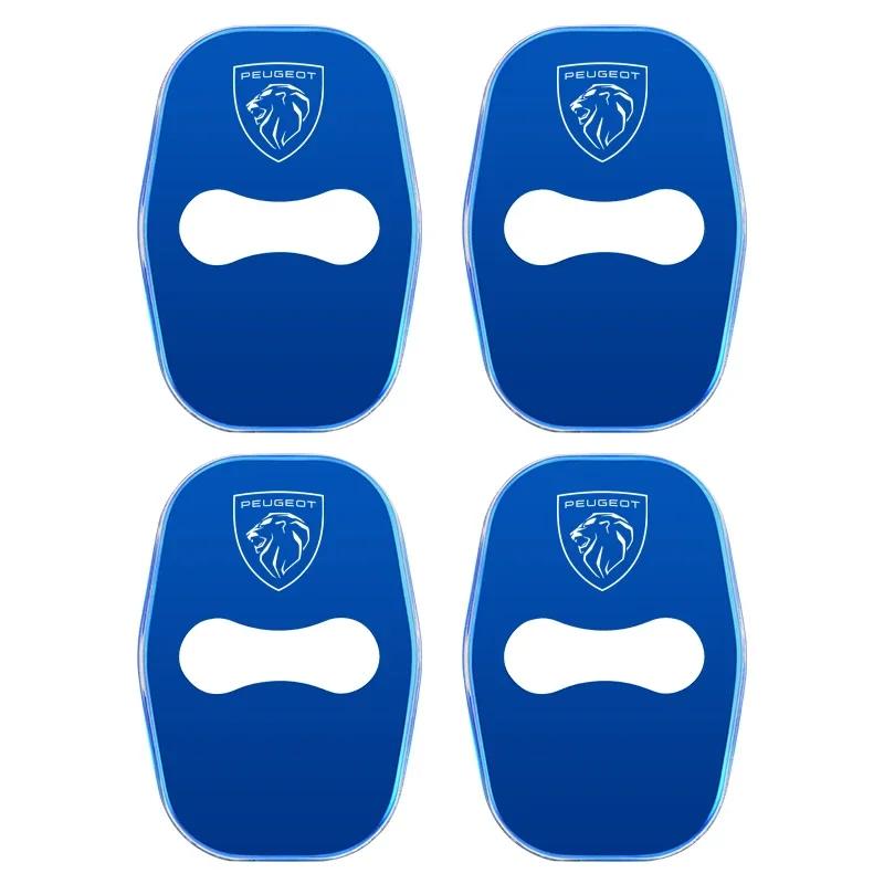 

Car Sticker 2025 Hot For Peugeot 206 307 308 3008 207 208 407 508 2008 5008 107 106 accessories 4pcs Stainless Steel Car Door Lo синий