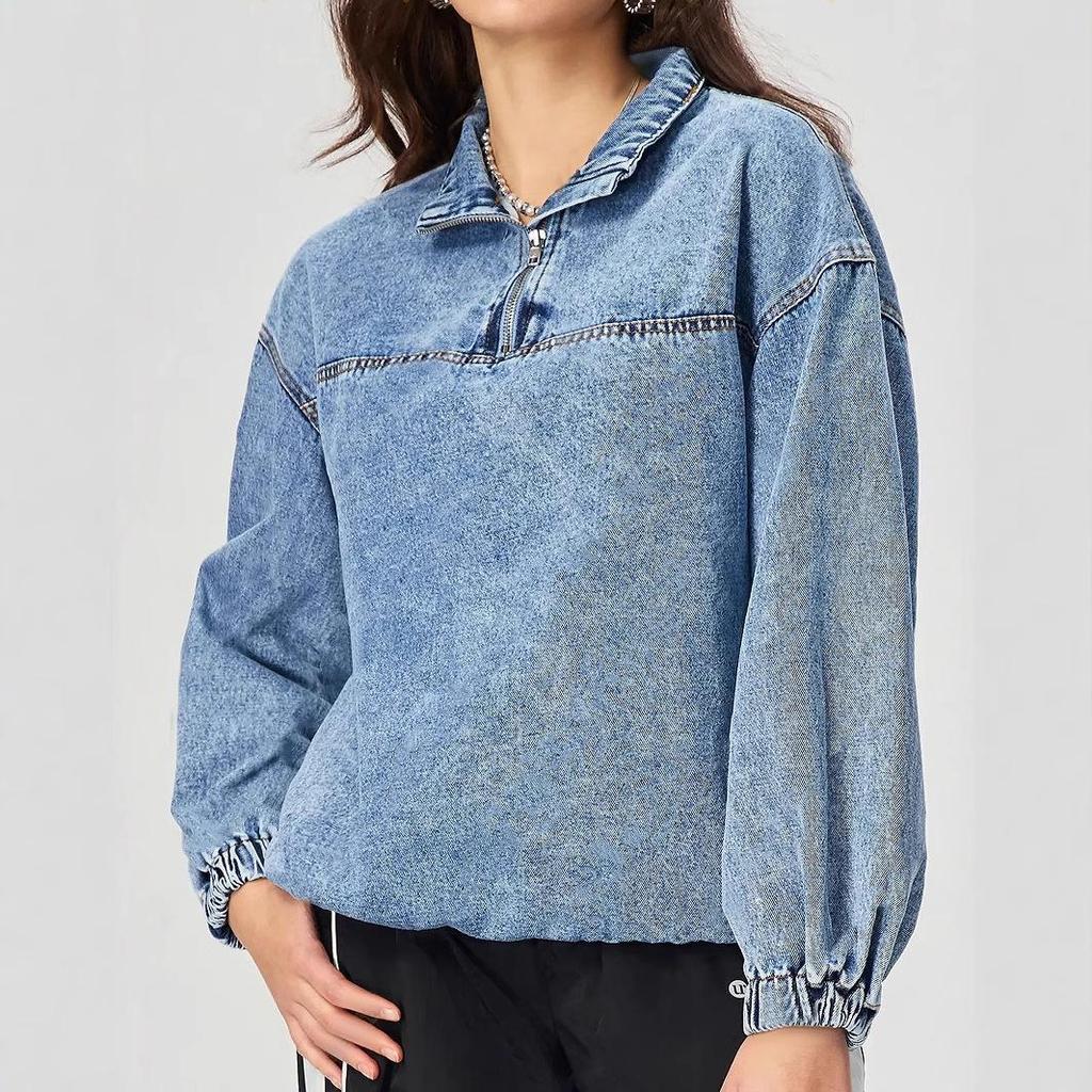 Women's European & American INS Loose Pullover Casual Denim Top