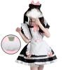 Sweet Maid Outfit Women Anime Maid Costume Fancy Dress Cosplays Costume Maid Dress with Sock Headwear Apron Bustel