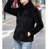 Women's Double-Sided Coral Fleece Hoodie Jacket - Thickened and Warm for Autumn and Winter