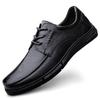 Men's Large Size Leather Business Shoes - Soft Sole, Non-Slip, Lace-Up, Ideal for Middle-Aged and Elderly.