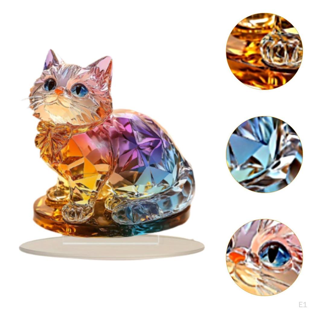 Kitten Desktop Ornament Tabletop Sculpture Collection Cute Cat Statue Animal Figurine for