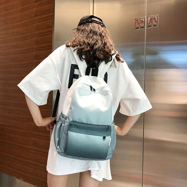 Schoolbag for Girls Backpack for Students Simple Vintage Canvas Backpack Graduated Color Versatile Campus Backpack