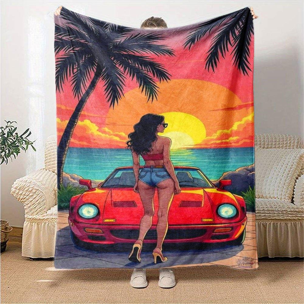 1 pezzo Coperta Morbida in Flanella Grand Theft Auto con Stampa di Designer Una coperta accogliente per tutte le stagioni, perfetta per il divano, il letto, l'ufficio