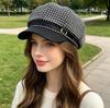 Retro plaid octagonal hat women's spring British style duck tongue newsboy hat fashion shading temperament painter hat