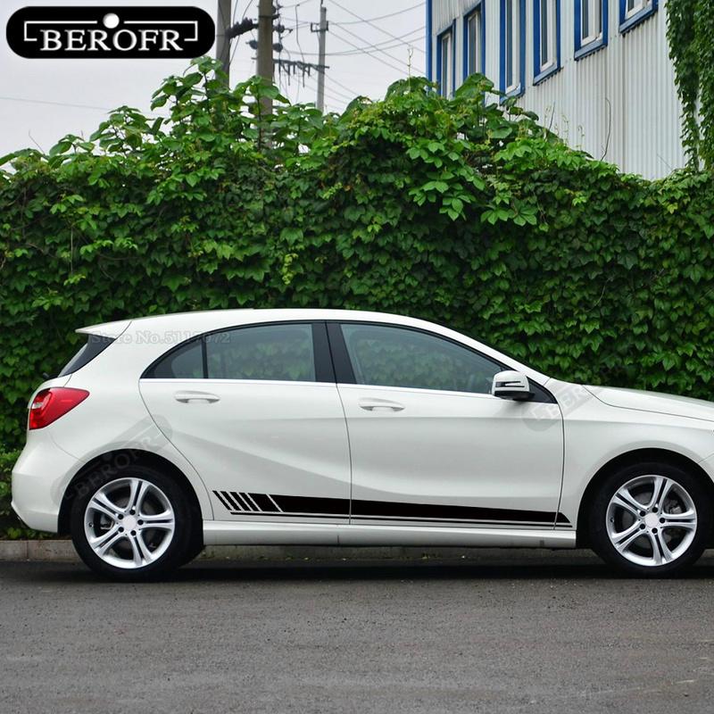 Car Side Body Sticker Stripe Skirt Sport Decal For Mercedes Benz A Class W176 W177 A45 A180 A200 A220 A250 X117 AMG Decoration
