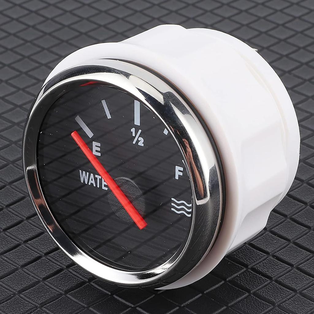 2in Pointer Water Liquid Level Gauge, RV Truck Water Tank Gauge, Universal Liquid Level Measurement for Marine Boat (Silver Black)