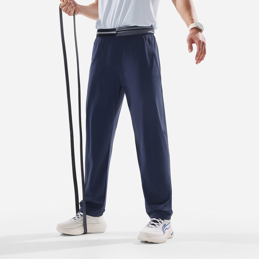 Li-Ning Fitness Series Casual Simple Solid Color Knitted Sports Pants Men Bottoms Ink-Blue AKYV025-7
