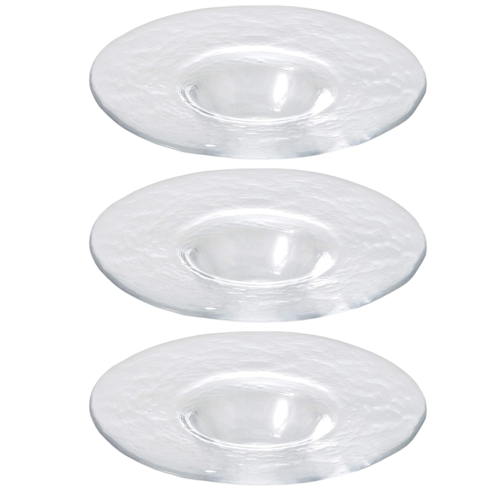 

Toyo Sasaki Glass Orbit Rimmed Bowl Plates, 176mm, Set of 3, Made in Japan, Large Round Plates, Glass Dishes, Tableware, 46158