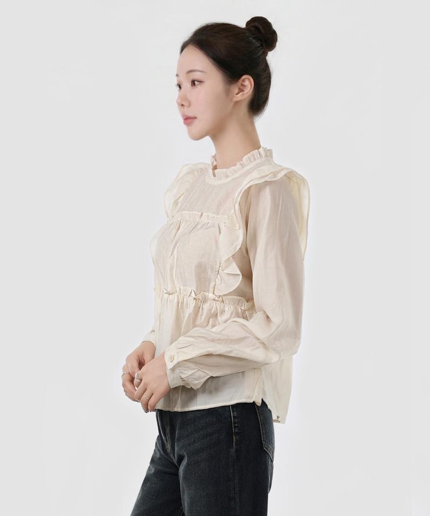Keulleiseu Sophia Frill Blouse_Brown