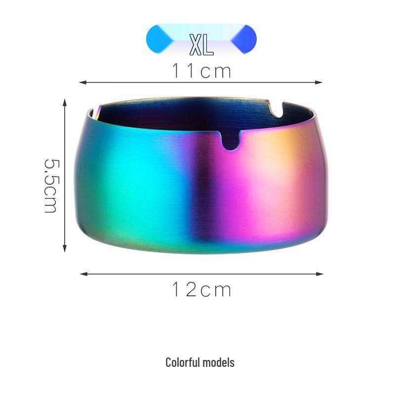 Customized Windproof Stainless Steel Ashtray with Engraved Silk Flower for Bars, Cafes, and Living Rooms