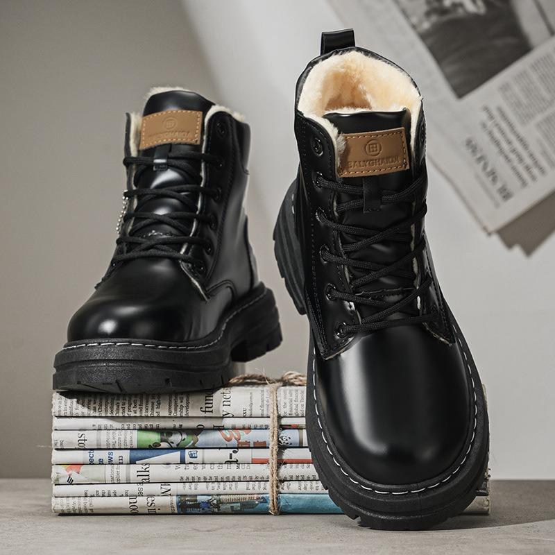 Martin Boots Men's Shoes Winter High-top Sports and Leisure Trend Tooling Velvet Thickened Cotton Shoes