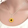 Daisy Fashion Simple Yellow Sunflower Heart Lariat Necklace Women Infinity Charm Bridal Flower Sunflower Bridesmaid Necklace