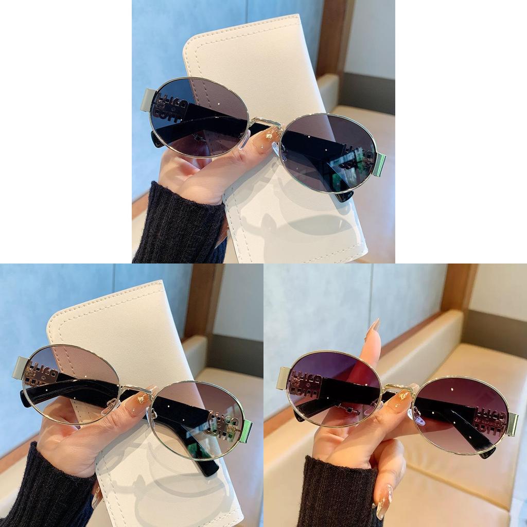 Vintage Metal Oval Sunglasses With Uv400 Protection For Fashionable Men And Women