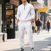 New American Men's Casual Velvet Warm Zipper Men's Solid Color Pocket Sports Trousers Suit