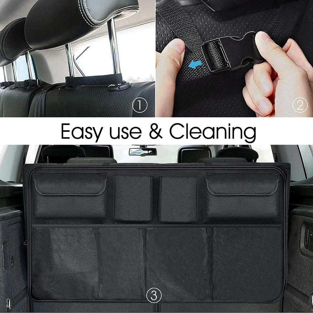 Universal Car Trunk Organizer Adjustable Backseat Storage Bag Net High Capacity Multi-use Oxford Automobile Seat Back Organizers