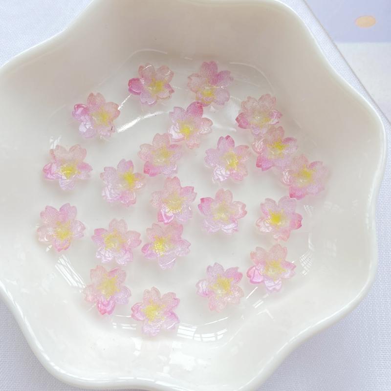 20Pcs New Cute Resin Mini Transparent Colored Flowers Series Flat Back Parts Embellishments For Hair Bows Accessories