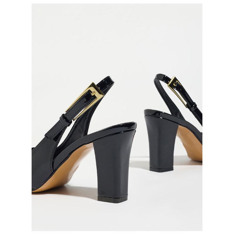 Women S Pointed Toe Block Heel Backless Buckle High Heels Fashionable Versatile Shoes