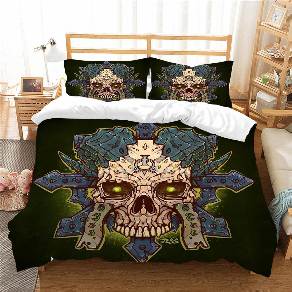 Three-Piece Digital Printing Kit Bedding, Skull Printing Home Textile Four-Piece Quilt