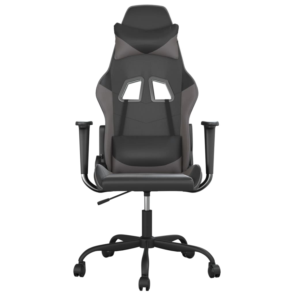 Gaming Chair Black and Gray Faux Leather