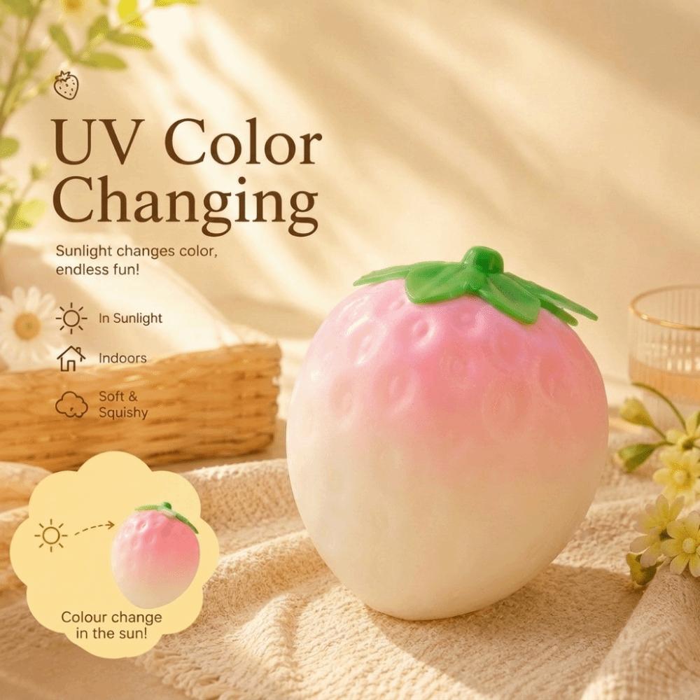 UV Light Color Changing Color Changing Strawberry Pinch Le Strawberry Fruit Squeeze Toy Gift
