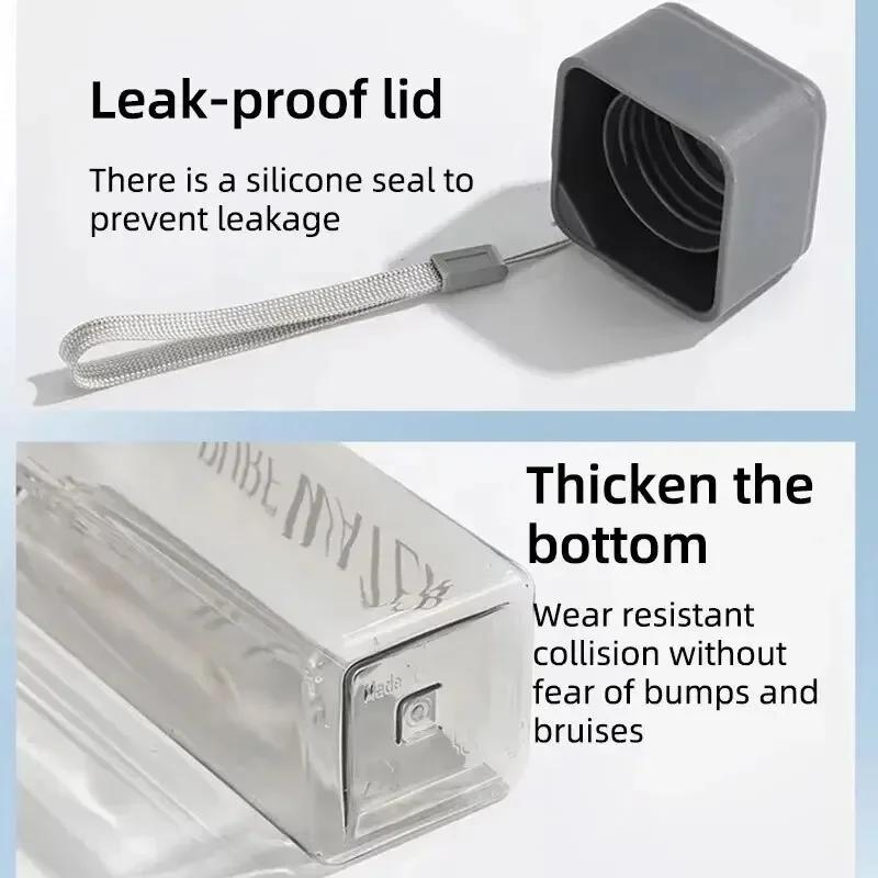 1 stk 500 ml Klar Firkantet Drikkeglass i Matt Plast Bærbar Vannflaske med Melkekabel for Utendørssport Sport Gym