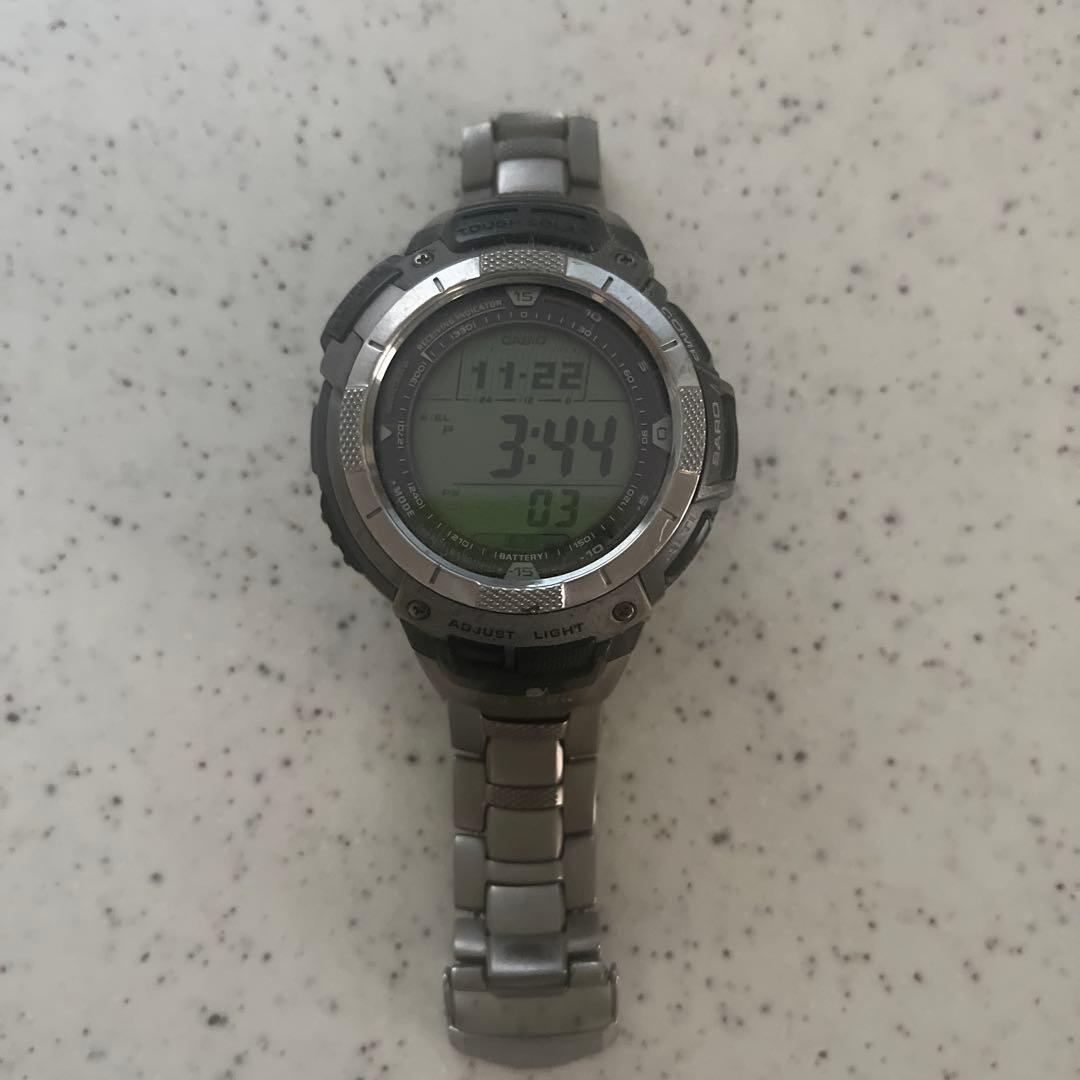Used CASIO PRO TREK PRW-1000TJ Titanium Belt Radio Solar