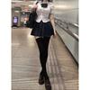 Stylish JK Uniform: Women's Slim Fit Short Sleeve Top & Black Pleated Skirt Set