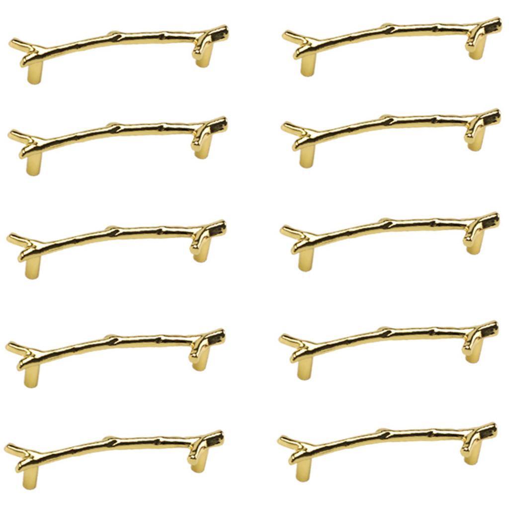 Set of 10 Elegant Vibranting Gold Color Door Knobs Portable Sturdy Handles for Cupboards Dressers and Shoe Cabinets