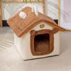 Verdicktes, warmes Haustierhaus mit abnehmbarem Bett, komfortables Katzen- und Hundehaus für Welpen