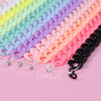 Retro Helle Acryl Brillen Sonnenbrillen Ketten Riemen Lanyards Blaue Farbe Lesebrillen Hängende Hals Brillen Kette