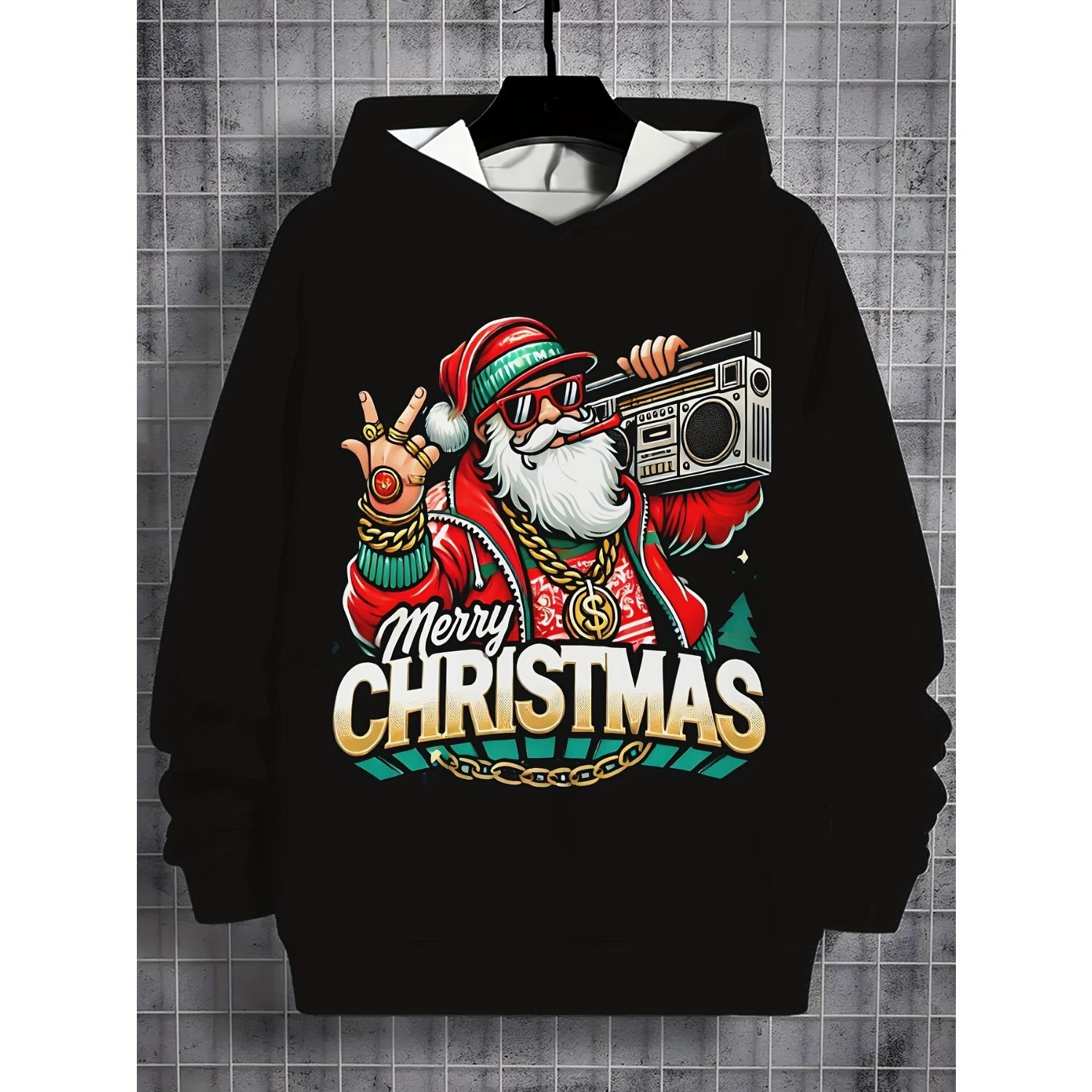

Christmas Cute Santa Printed Hoodie Sportswear Fashion Party Long Sleeve Hoodie Girl Comfortable Hoodie Children s Clothing 13-14Y
