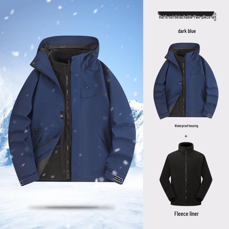 Men's & Women's 3-in-1 Detachable Hooded Jacket - Windproof, Waterproof, for Spring/Autumn Hiking & Mountaineering